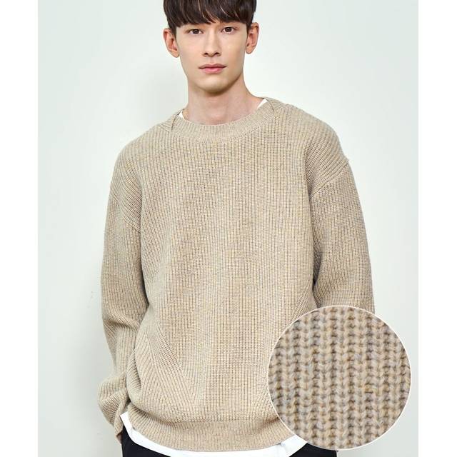 클로어 클로어 울 블렌드 믹스컬러 크로스넥 니트 스웨터 오트밀 KL TW3W LS02 OM