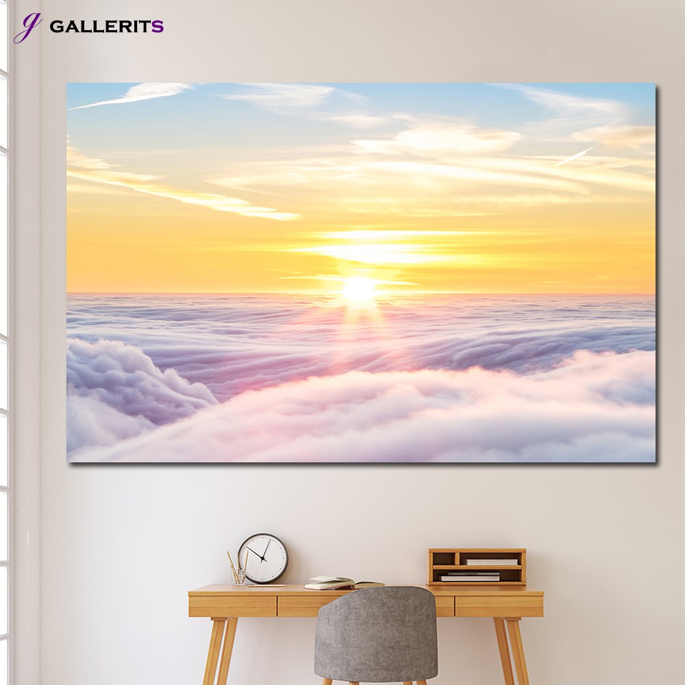 갤러리츠 갤러리츠 태양 일출 사진 풍수 인테리어 그림 액자 중형-59x40 가로x세로cm 구름 일출 1개 P290-5