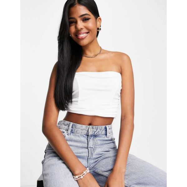 풀앤베어 5862433 Pull and Bear 풀앤베어 스트랩리스 주름 디테일 코르셋 탑