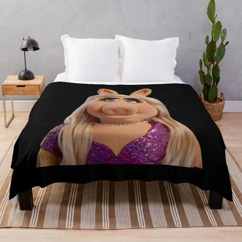 Miss Piggy 던지기 담요 소파 장식 담요 귀여운 격자 무늬 담요