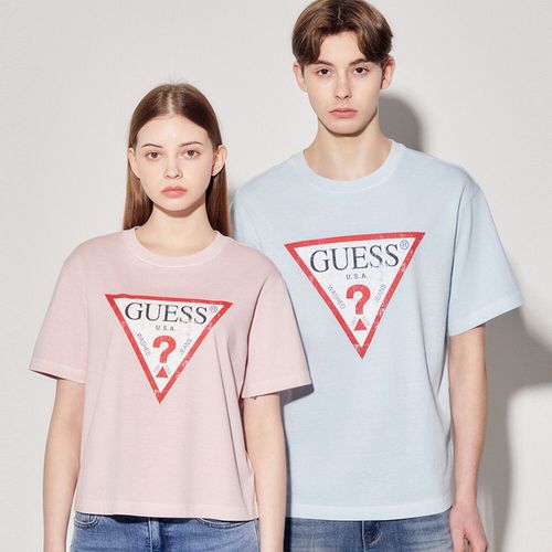 게스 GUESS 유니 세미오버 크랙 삼각 반팔티셔츠 MP2K9420