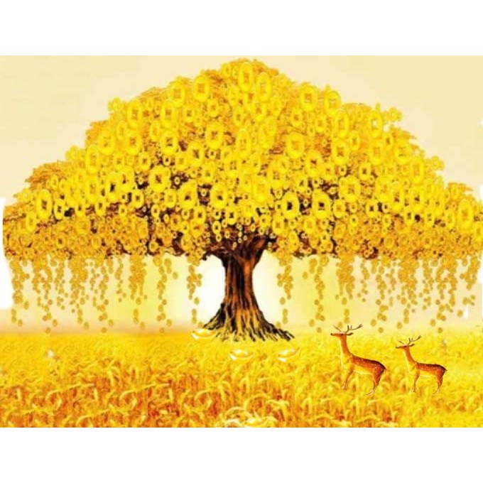 MJS 명화그리기 50 X 40 cm 캔버스형 DIY 세트 유화 1개 K27 황금 부엉이와 금전나무