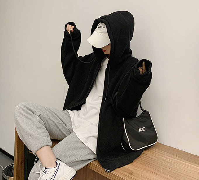 남여공용 기모 오버핏 무지 후드집업