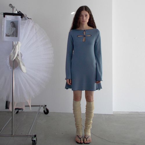 프레클 cut out ribbon jersey dress