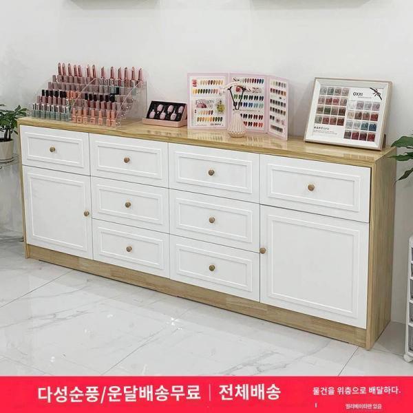 원목 네일 락커 낮은 코너 네일숍 제품 수납장 낮은 코너 수납장 직판