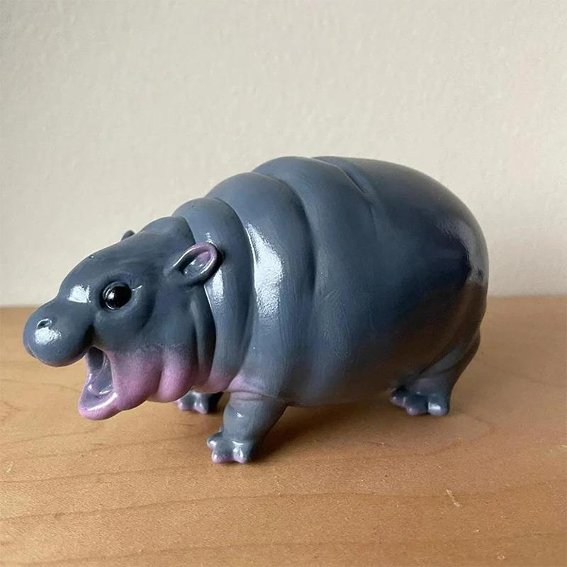 탄력 돼지 피그미 하마 조각상 피규어 작은 탁상 입상 1 one size