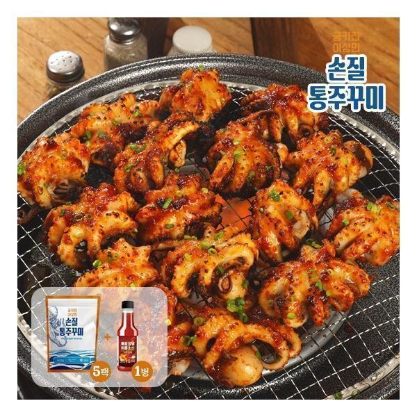 궁키친 이상민 손질 통 쭈꾸미 5팩 100미 매콤 양념 소스 1병