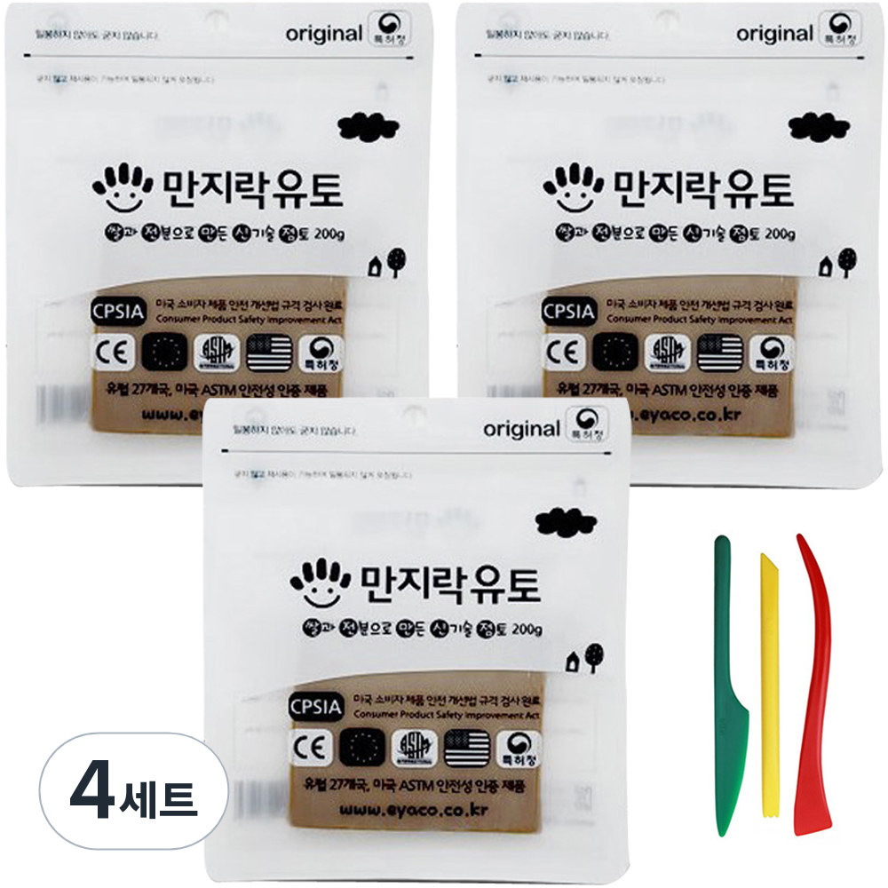 이야코 이야코 만지락 소프트 유토 200g x 3p 주걱칼 3종 세트 3세트 혼합색상