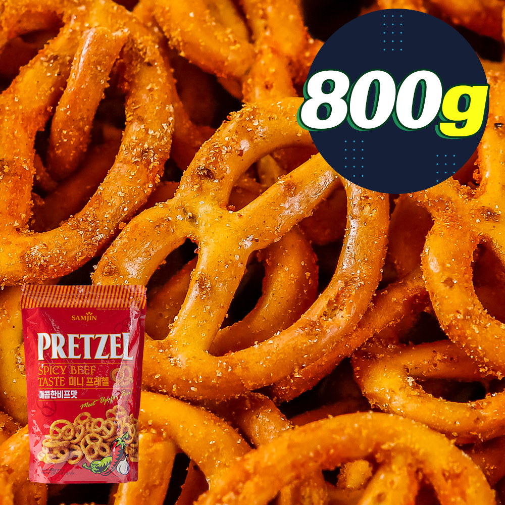 삼진 삼진 미니 프레첼 매콤비프맛 800g 6개입 박스 식품 스낵 간식 스낵 시리얼 과자쿠키 비스킷 크래커 과자쿠키 1