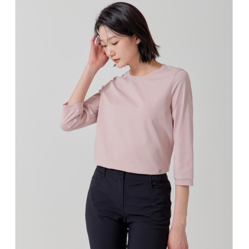 지센 지센 여성 면혼방 솔리드 라운드7부티셔츠 색상3종 면59 BE베이지 90 LCTSP325