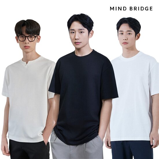마인드브릿지 마인드브릿지 남성 기본반팔티셔츠 3종 선택01 CO 105 MWTS3120SET 598736 MWTS01A1