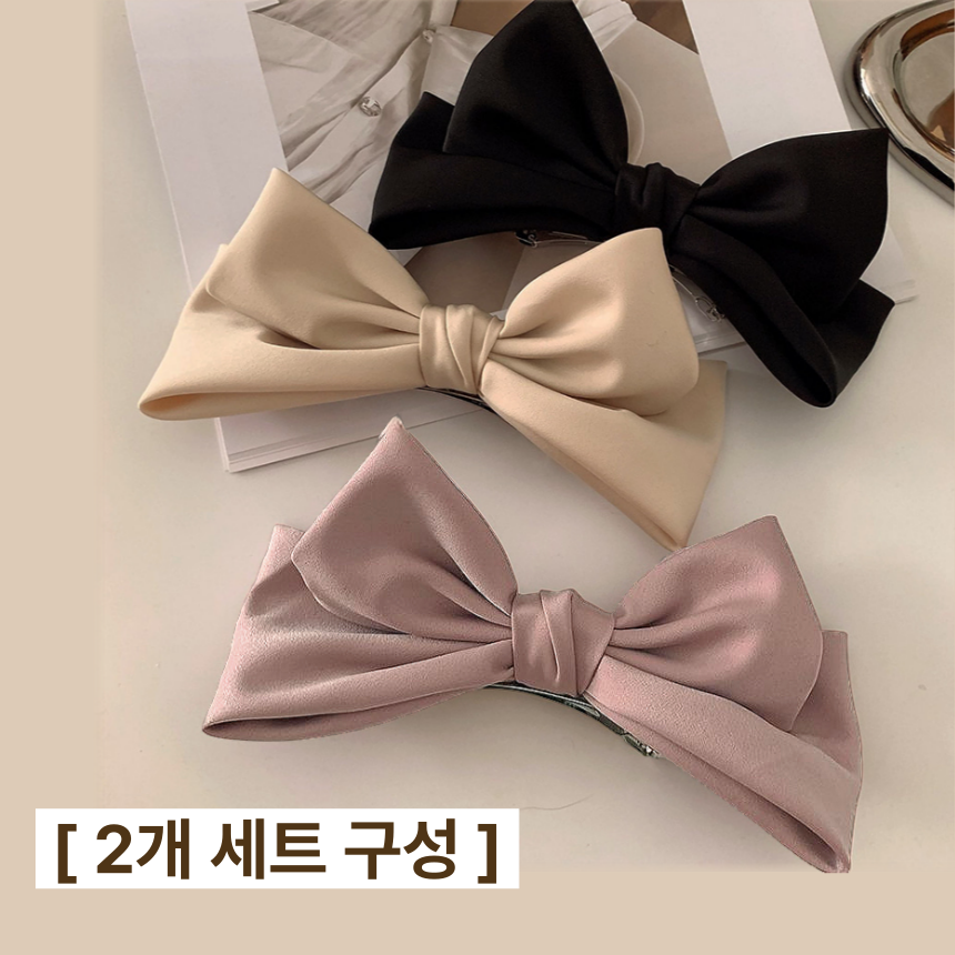 2개세트 이너원 스테라 바니 왕리본 헤어 납작 자동핀