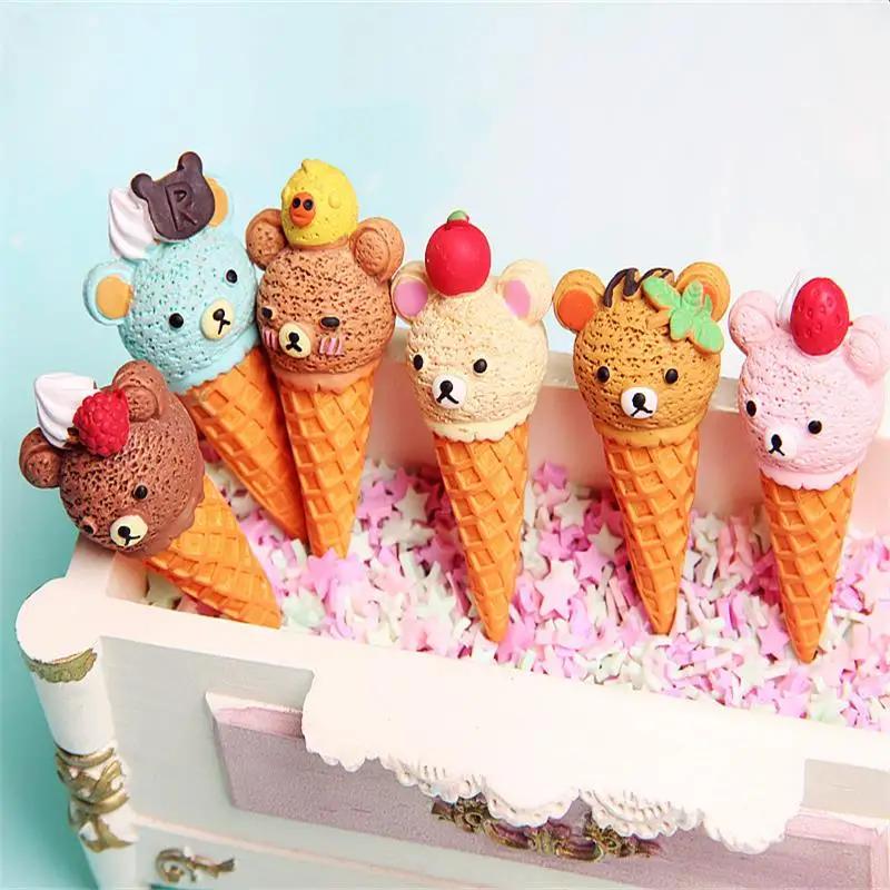 5 개몫 인형 집 미니어처 귀여운 아이스크림 콘 곰 모양 아이스크림 인형 집 장난감