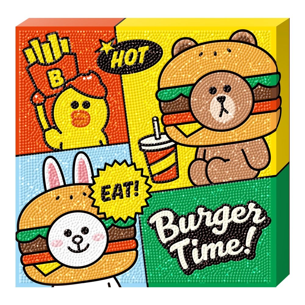 토이앤퍼즐 라인프렌즈 보석십자수 캔버스 버거타임 25x25 BS25-408