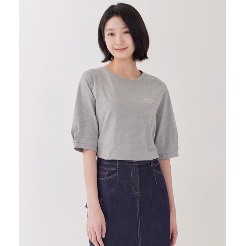 지센 지센 여성 면스판 자수 스몰포인트 라운드 5부 티셔츠 3컬러 LCTSP324 90