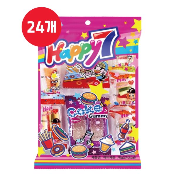 해피세븐 해피세븐 70g x 24개 햄버거젤리 구미 편의점젤리