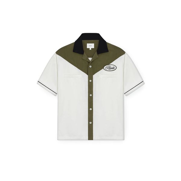 Rhude 타운 앤 카운트리 볼링 셔츠 밀리터리 그린 오프 RHFW24SR010142346