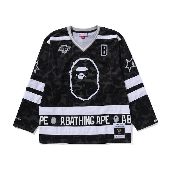베이프 미첼 네스 NHL 로스앤젤레스 킹스 메쉬 하키 저지 L S 티