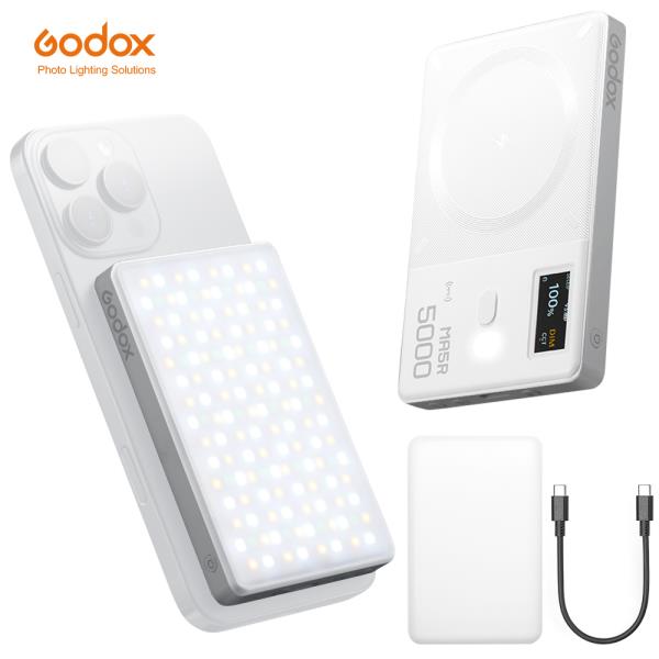 Godox MA5R 마그네틱 충전 풀 컬러 LED 조명 RGB 울트라 슬림 디자인 무선 보조배터리 사진 촬영 1800K