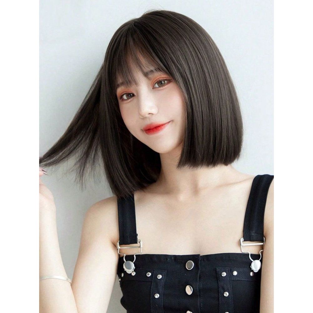 XIXISNOW 12 스트레이트 헤어 뱅gs 합성 내열 가발 데일리 착용용 보보