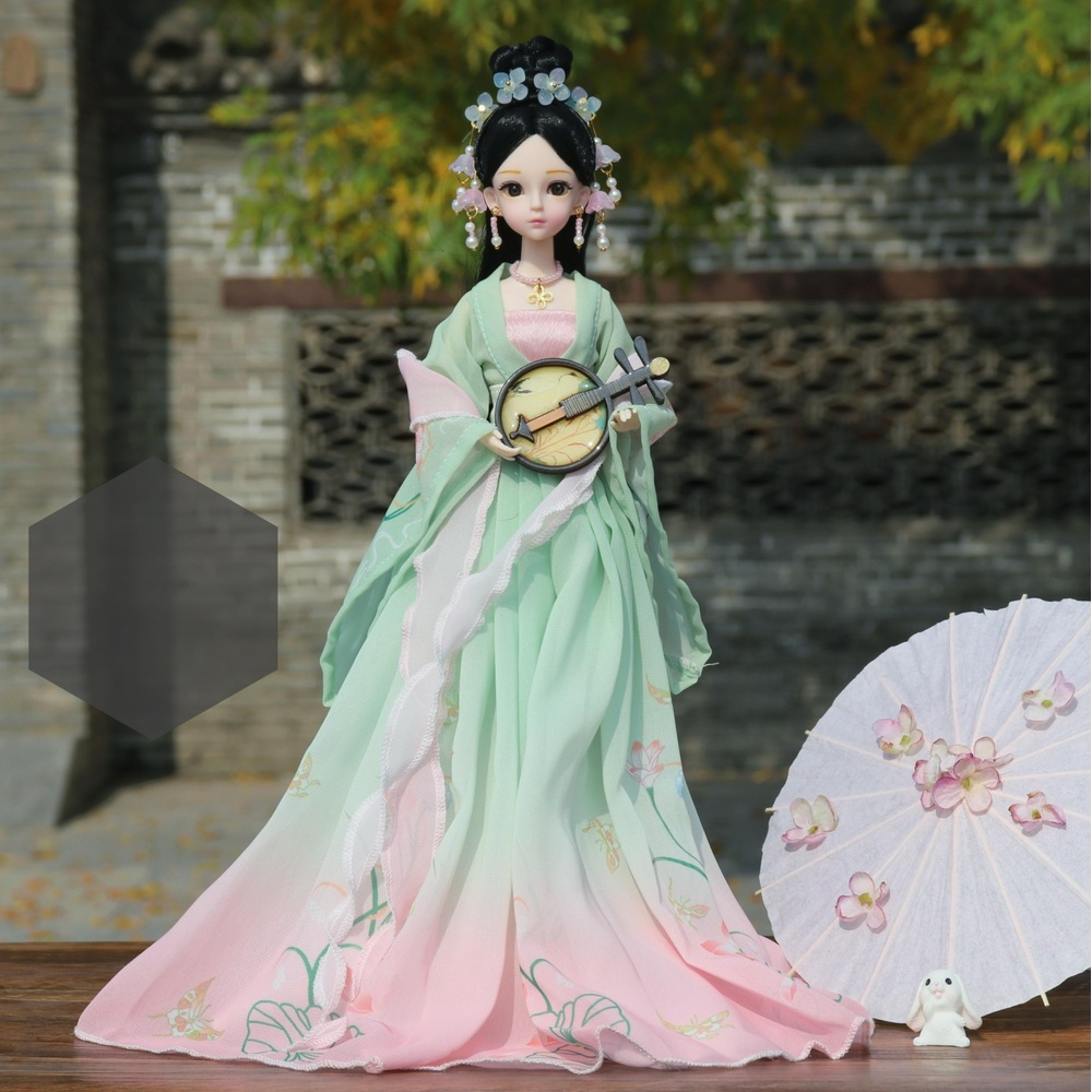 구체관절인형30cm 고전풍 드레스 풀세트 고대공주 사람인형 전통 선녀 연한 초록색 1세트