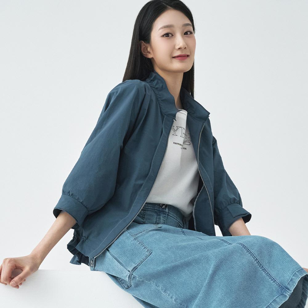 지센 여성 수피마코튼 셔링밴드넥 숏 집업 점퍼 3컬러 GJDJRE231