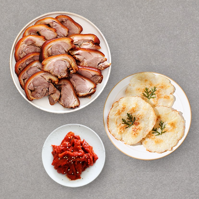 40년 강릉맛집 국내산 무뼈 순살족발 감자전 명태식해 한상차림 족발1 감자전1 식해2 3세트 640g