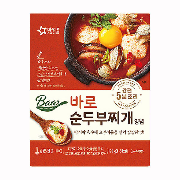 아워홈 바로 순두부찌개 양념 120g x3개