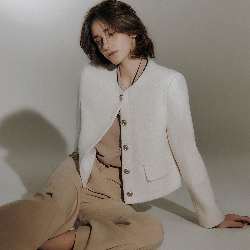 아이브이에이치엘 Fay wool boucle tweed crop jacket S