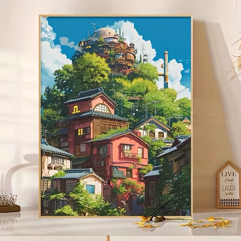 스카이 시티 페인팅 로 가득한 2024년 거실 풍경 치유 시스템 수제 DIY 도트 스티커