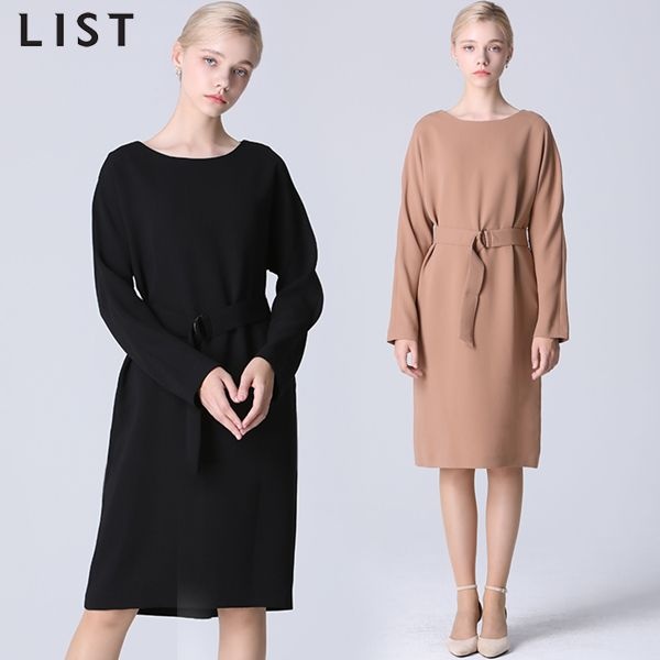 리스트 리스트 LIST 미니멀 라운드 벨티드 원피스 택가격 238000