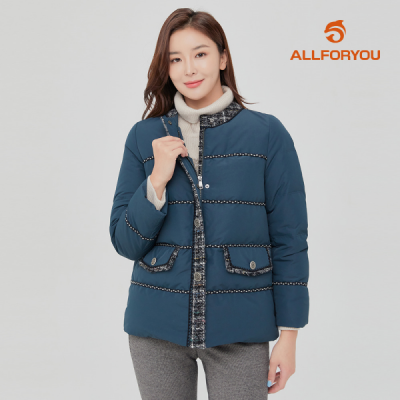 올포유 올포유 모델착장 여성 트위드 다운 점퍼 ALDJKA131-819