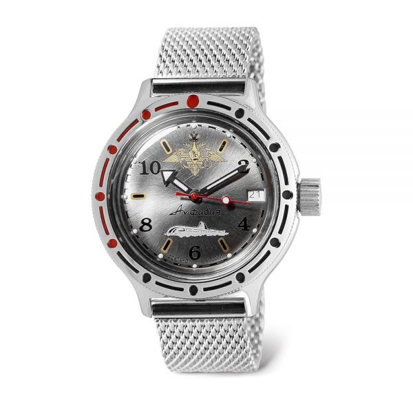 보스톡 VOSTOK Amphibian 잠수함 오토매틱 셀프 와인딩 다이버 손목 시계 WR 200m 스틸 다이얼 420392