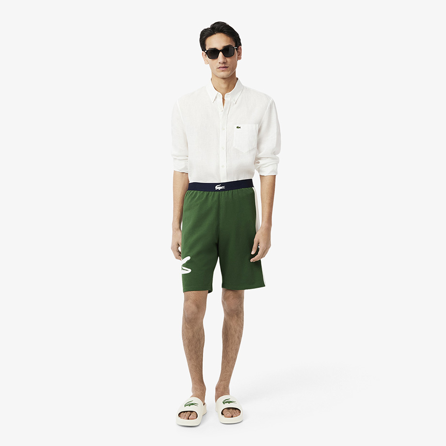 라코스테 매장정품 라코스테 LACOSTE 남성 스트레이트 컷 라운지웨어 반바지 그린