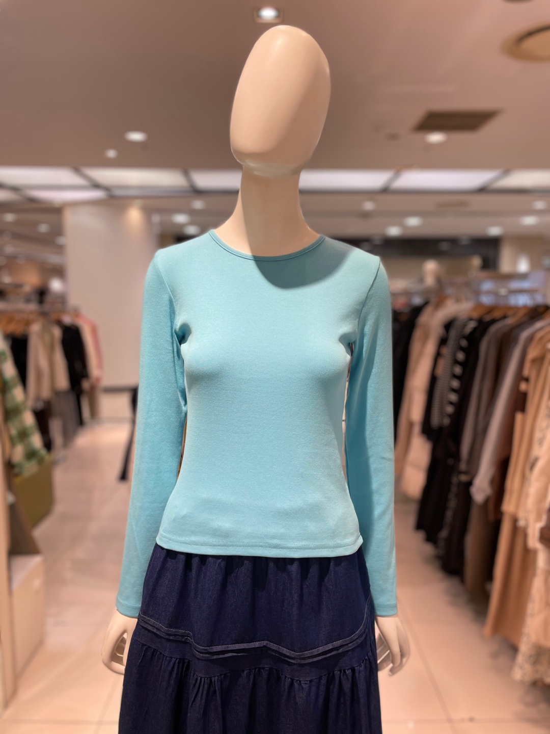 파프리카 라운드넥 베이직 골지 면 티셔츠 NK1TS214