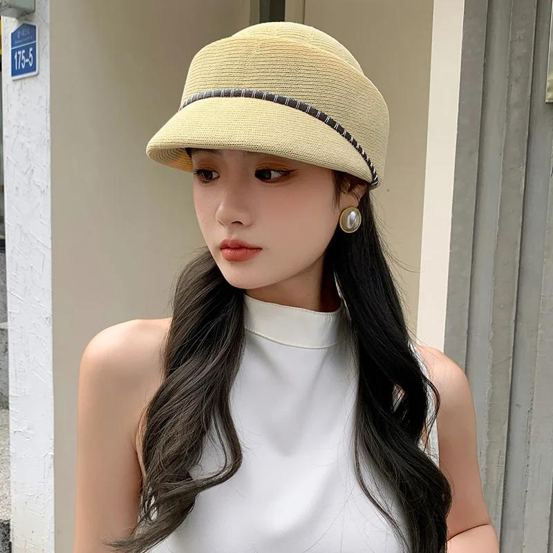 여성용 하이 퀄리티 우아한 승마 모자 야외 얇은 통기성 덕빌 모자 영국 사교계 태양 모자 2024