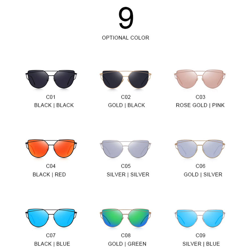 MERRYS 디자인 클래식 트윈 빔 캣아이 선글라스 UV400 보호 s782f