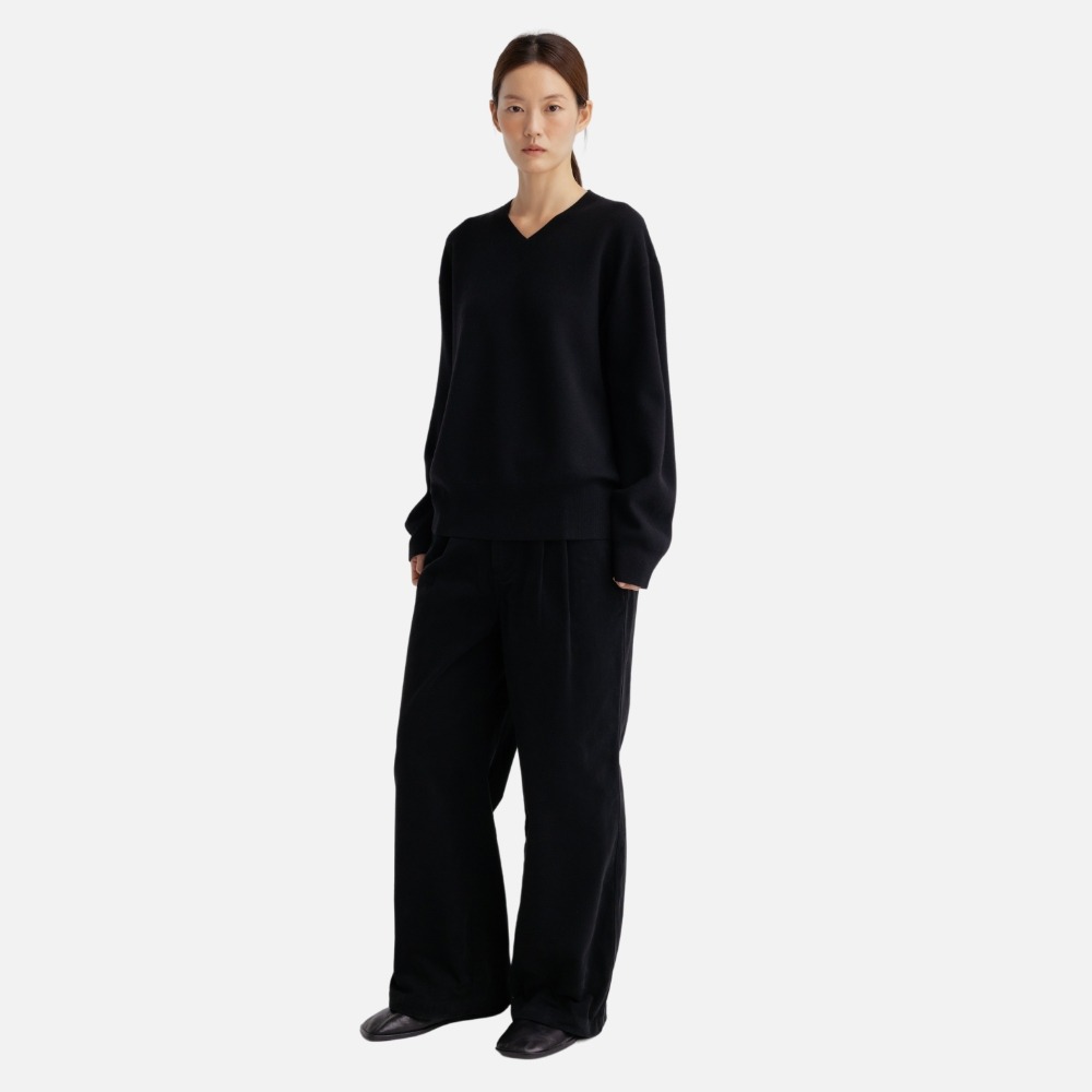 에센셜바이이큐엘 ESSENTIAL by EQL Two Tuck Cotton Wide Pants E12E9WPC052WBK