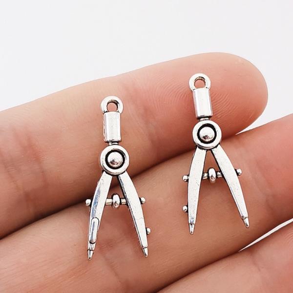 10PCS 28x11mm 컴퍼스 드로잉 도구 쥬얼리 타입 부적 DIY 완성 만들기 골동품 컬러 합금 펜 던 트