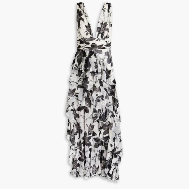 앨리스앤드올리비아 앨리스 올리비아 앨리스앤올리비아 여성 Holly tiered pleated floral print crepon maxi dress Off