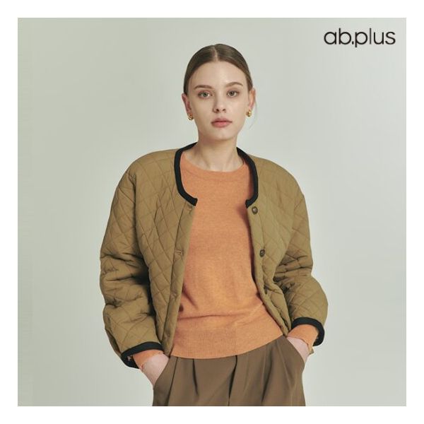 ab plus 라운드넥 배색 라인 퀼팅 자켓 LSW4MJ91A 254759