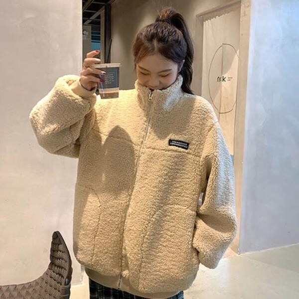 여성 후드집업 집업류 여성 양털 후리스 자켓 후드 집업 점퍼 뽀글이 잠바 겨울 여자