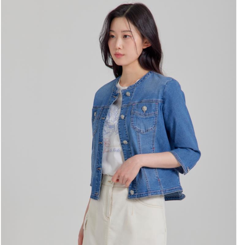 지센 데님 라운드 크롭자켓 BL LCJKP421