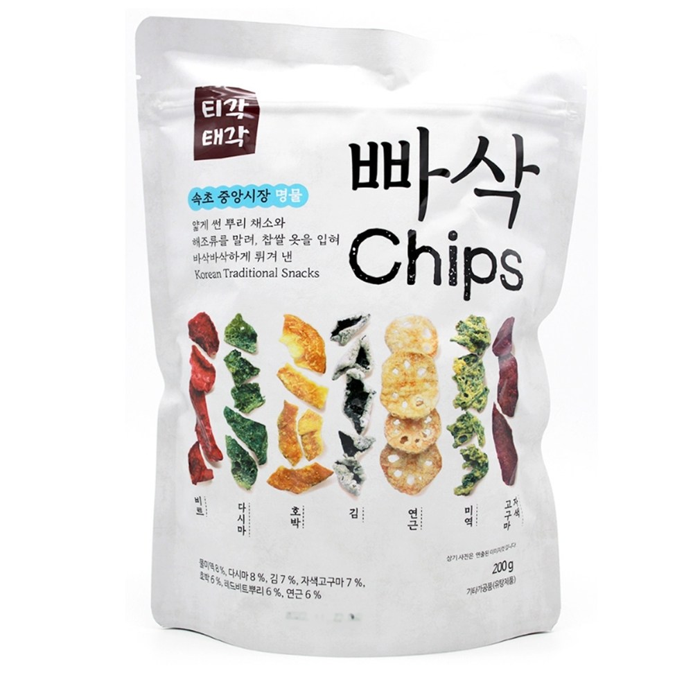 야채칩 하루칩스 빠삭칩스 200g 채소 해조류 과자 chips 1개 200g