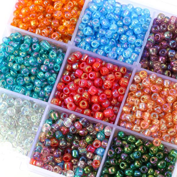 소프트 투명 AB 컬러 체코 유리 시드 비즈 원형 스페이서 DIY 쥬얼리 팔찌 액세서리 15 g lot