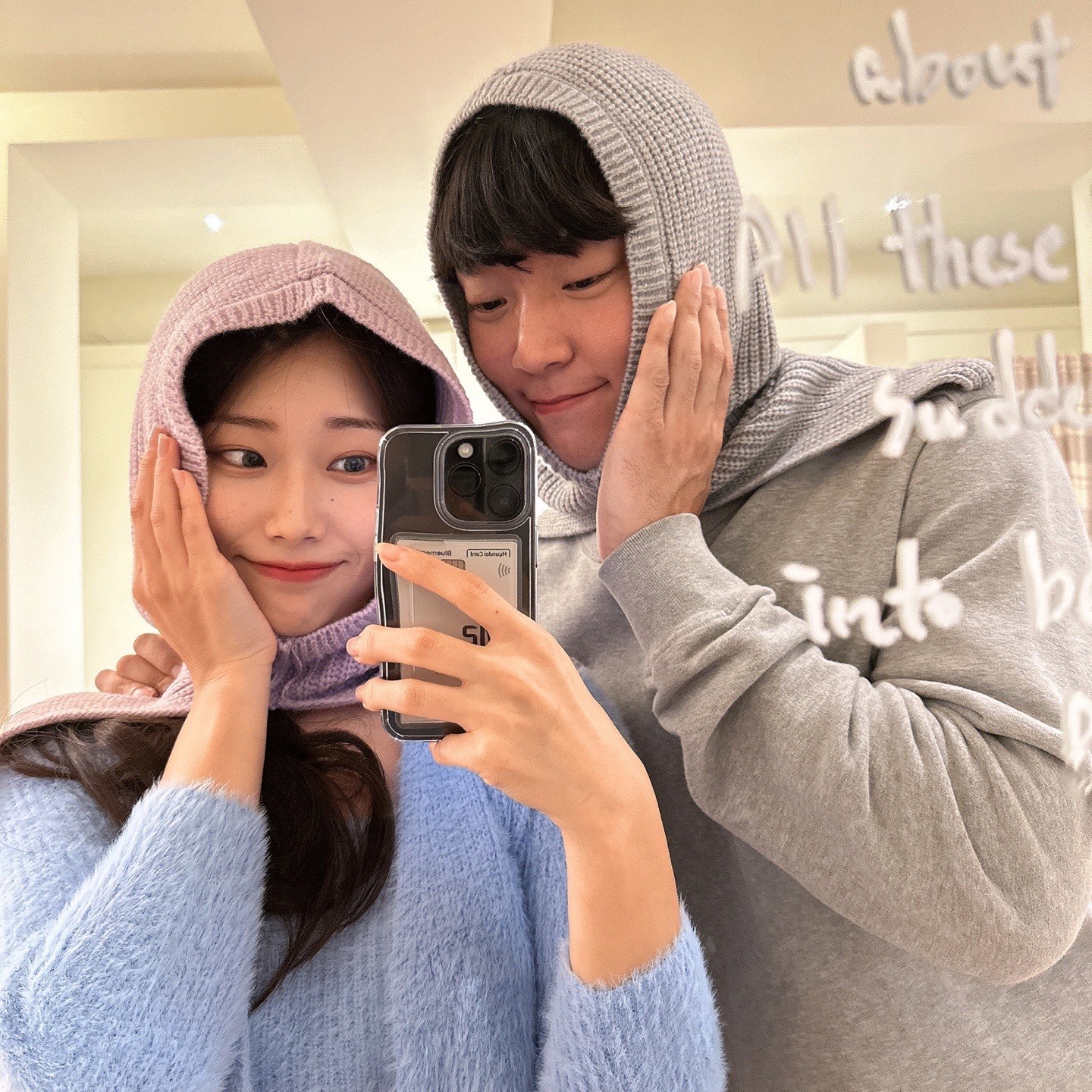 룩룩 바라클라바 니트 남녀공용 발라클라바 꽃샘추위 방한 후드넥워머 발렌타인데이선물 핏똑딱바라클라바 인디고블루