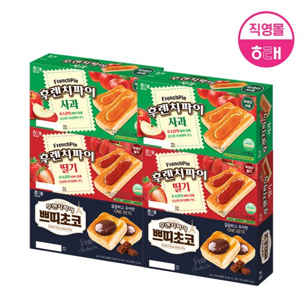 해태 후렌치파이 192g X 6개 딸기 사과 쁘띠초코 사과 2개 B14 02 쁘띠초코 2개 G07 02 6개