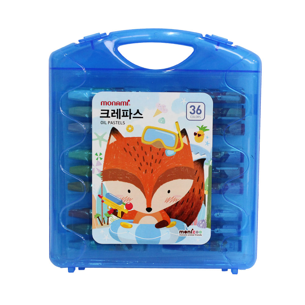 모나미 크레파스 SET MONIZOO 가방파스 36색 남
