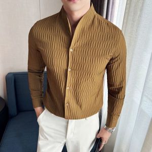 남자셔츠 브리티쉬 캐주얼 빈티지 자카드 구제 꾸안꾸 데일리 댄디룩 스포티 트렌디 긴팔남방