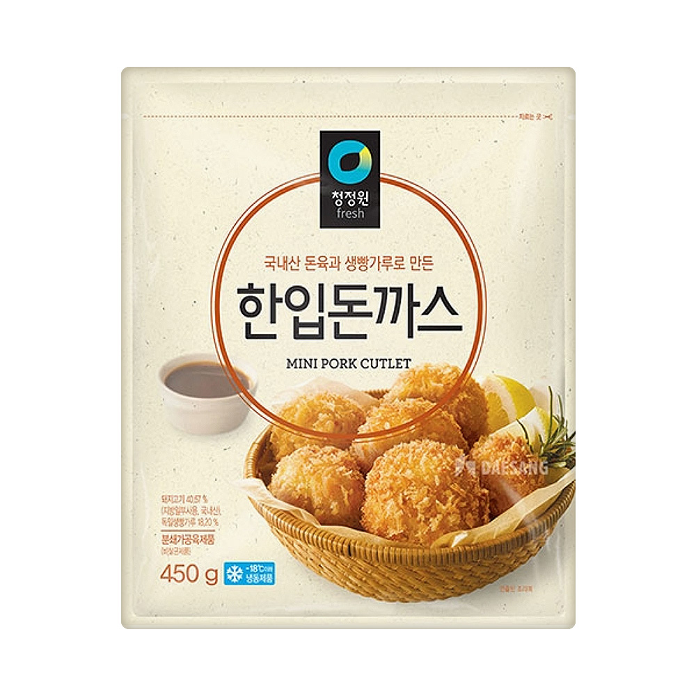 청정원 청정원 한입 돈까스 450g 홈파티 간식 자취 간편식 비상식량 야식
